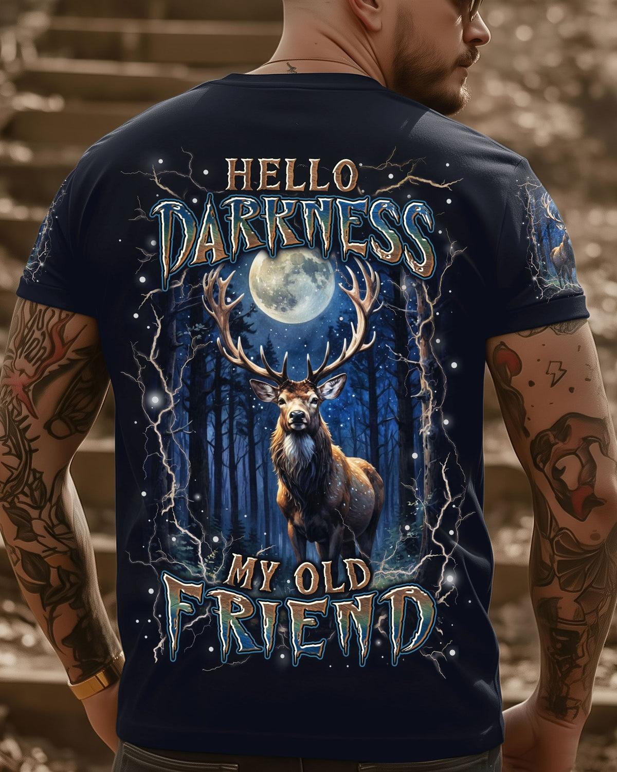 BLISSCORNERS HELLO DARKNESS MY OLD FRIEND DEER ALL OVER PRINT