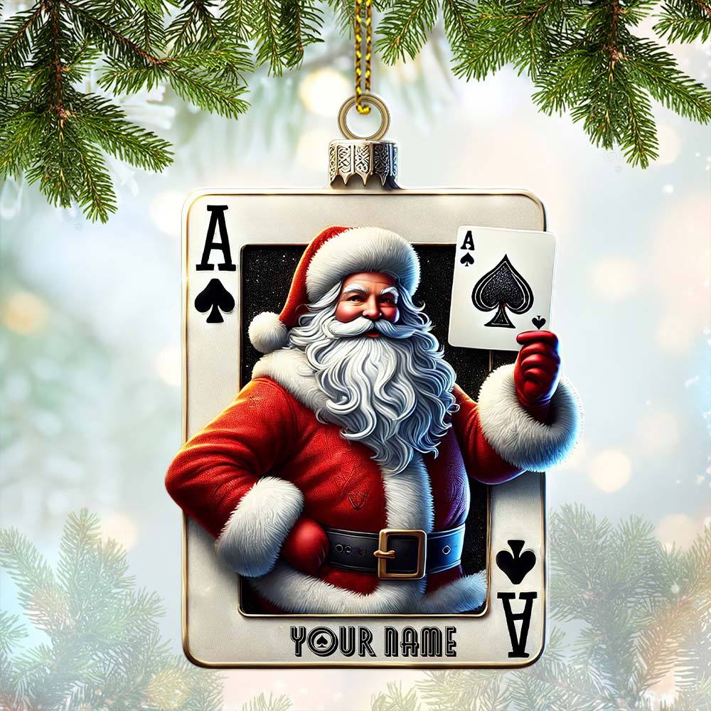 Blisscorners Santa Poker Ornament, Personalized Ornament2D Flat LM2211