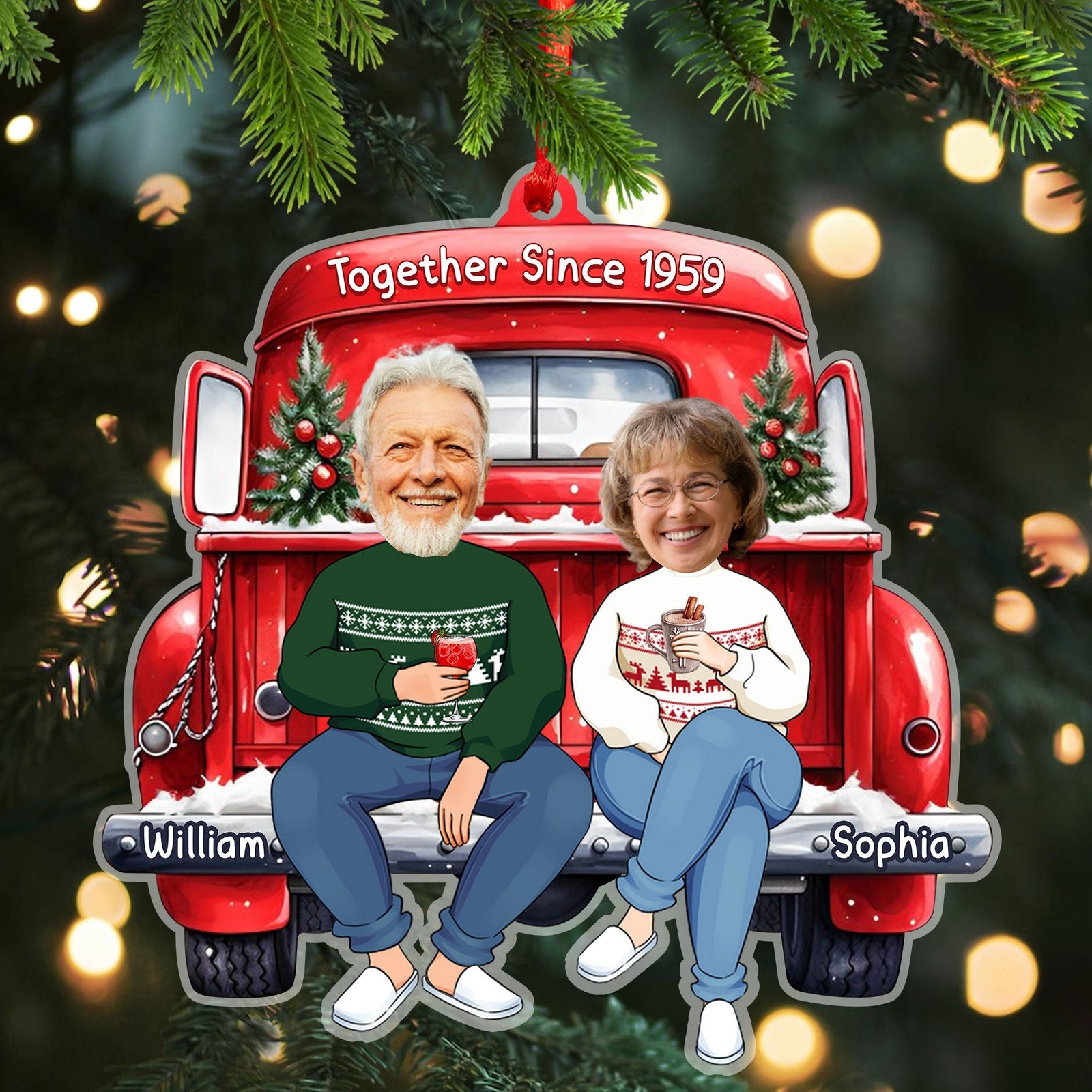 Blisscorners Custom Couple Christmas Ornament, Personalized Ornament2D Flat LM2211
