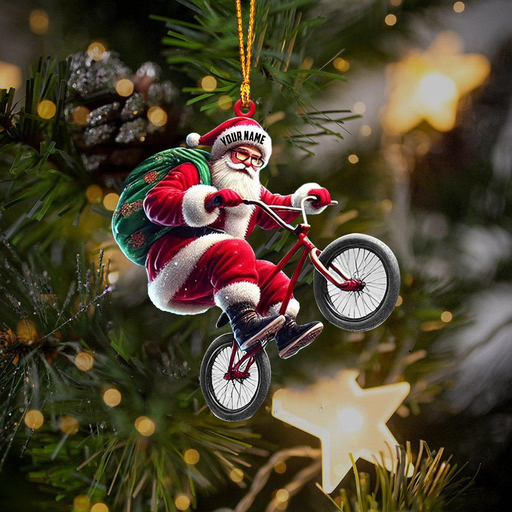 Blisscorners Santa Rides A Bike Christmas Ornament, Personalized Ornament2D Flat LM2211