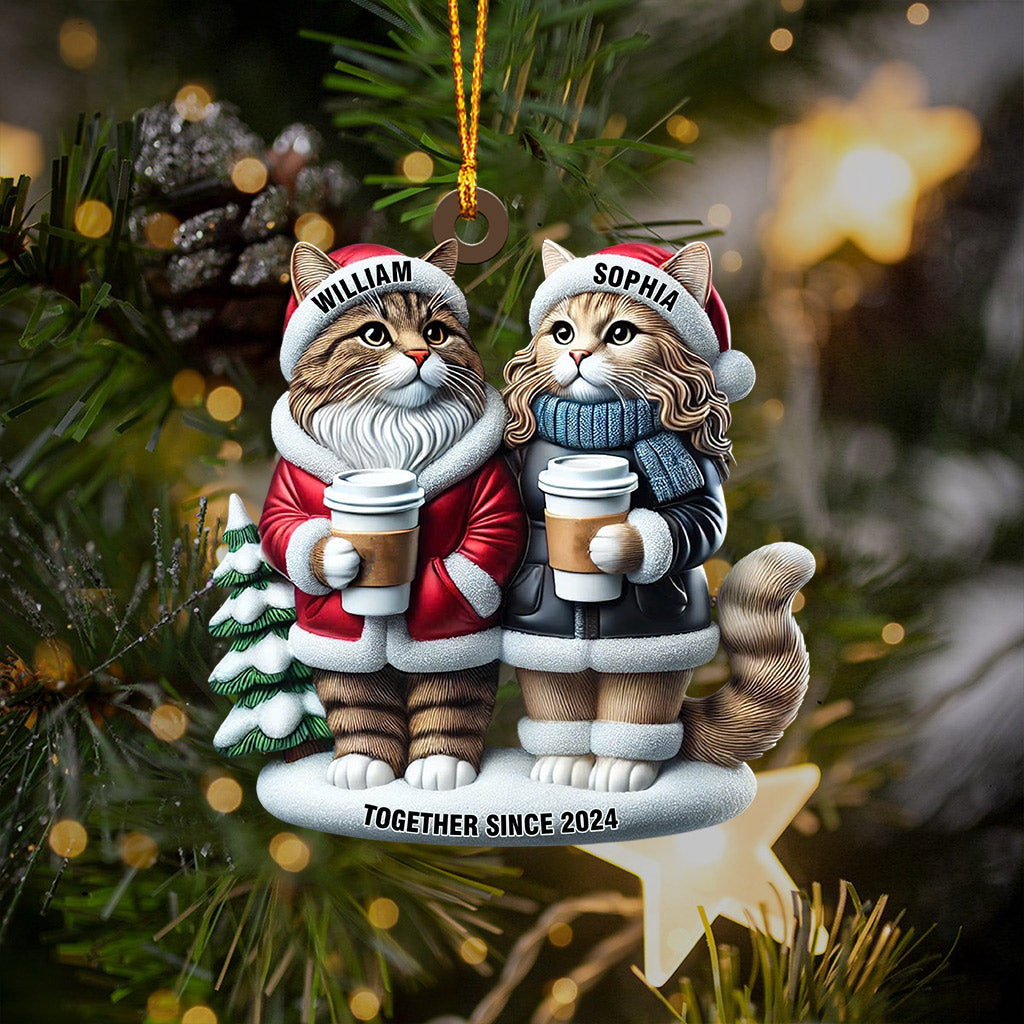 Blisscorners Couple Cats Home Decor Christmas Ornament, Personalized Ornament2D Flat LM2211