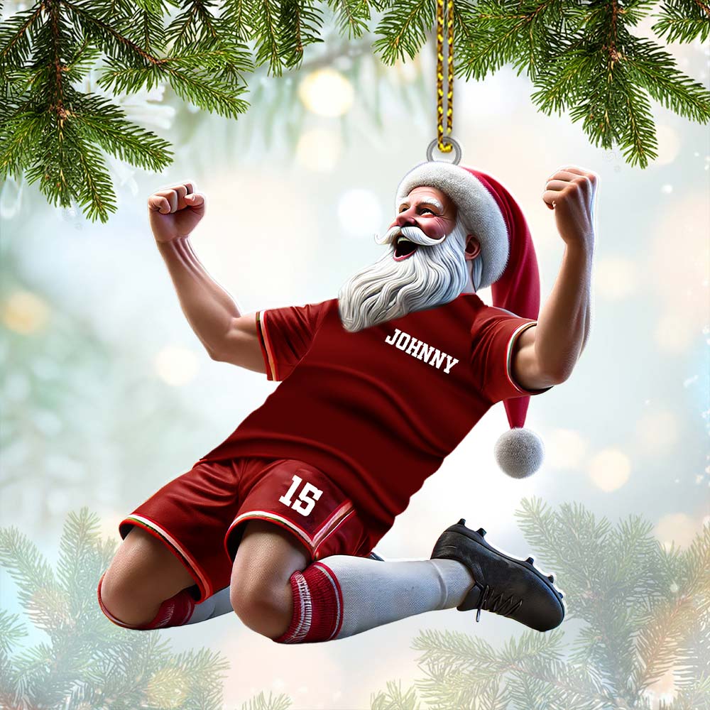 Blisscorners Custom Name and Number Soccer Santa Ornament, Soccer Christmas Gift2D Flat LM2211