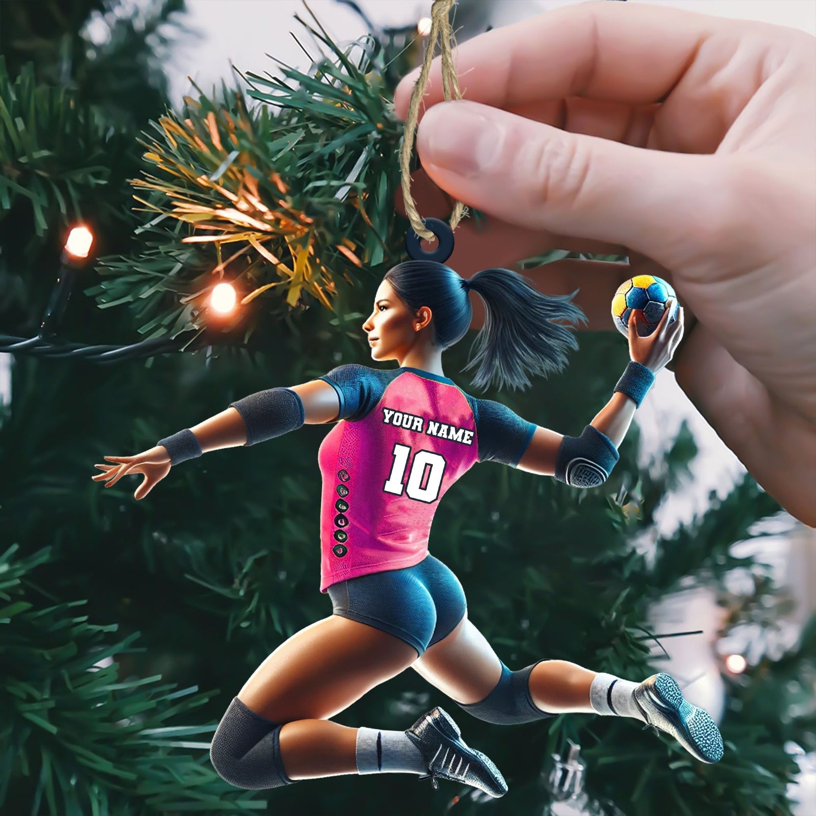 Blisscorners Custom Ornament, Handball Woman Ornament, Christmas Decor2D Flat LM2211