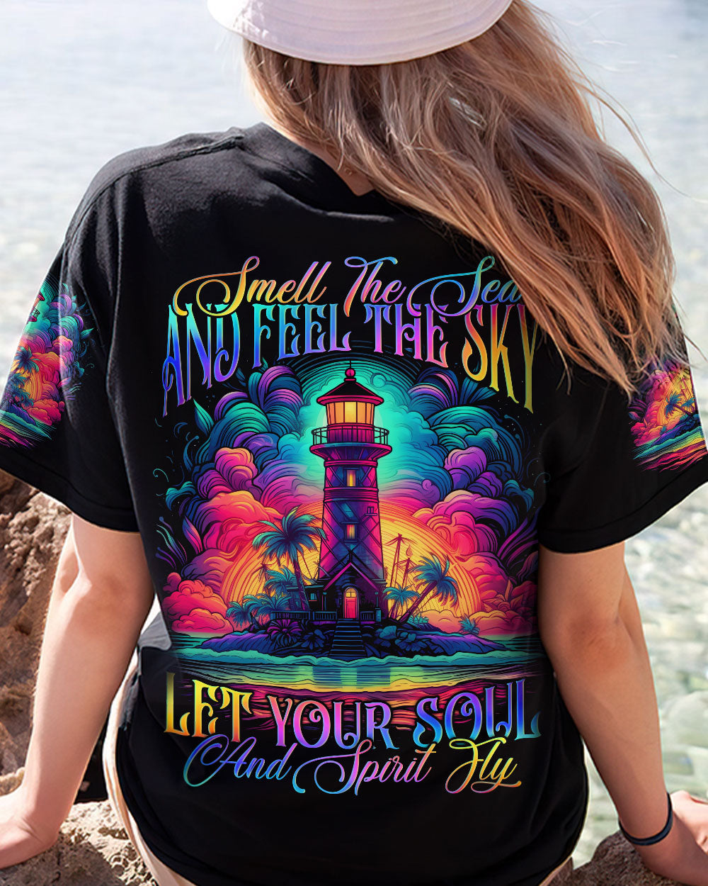BLISSCORNERS SMELL THE SEA AND FEEL THE SKY LIGHT HOUSE ALL OVER PRINT