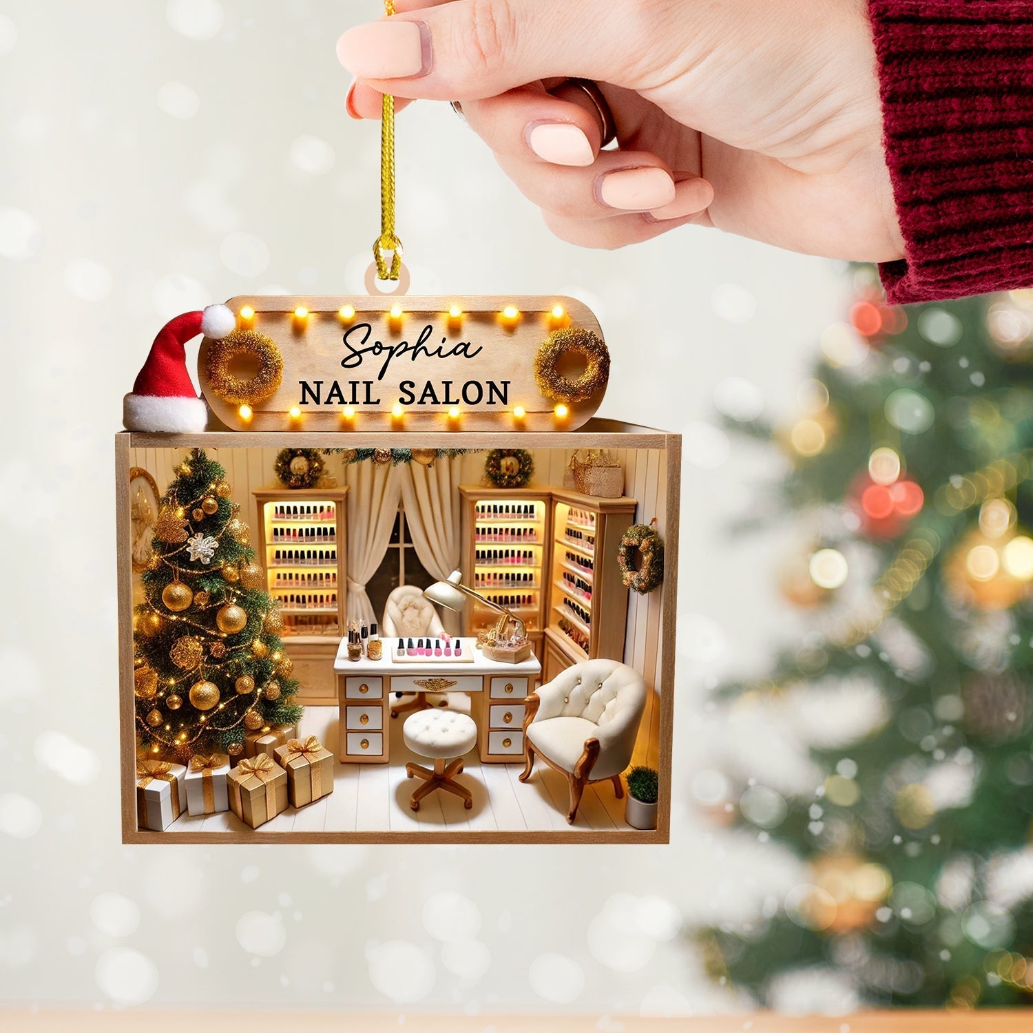 Blisscorners Nail Salon Ornament, Personalized Ornament2D Flat LM2211