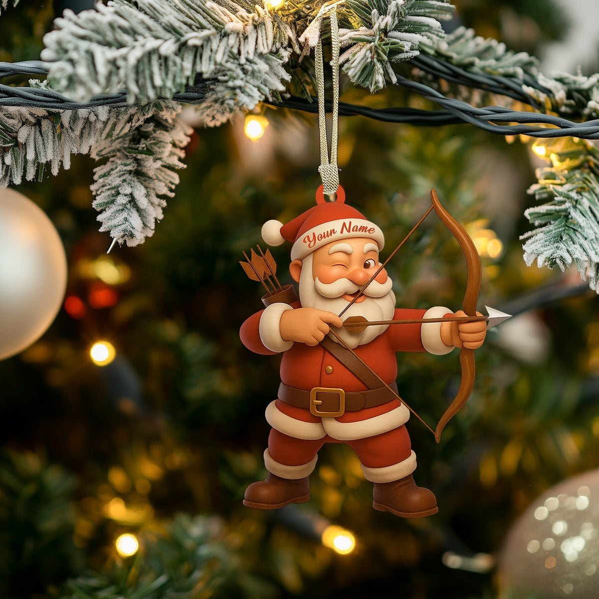 Blisscorners Archery Santa Christmas, Home Decor, Christmas Ornament, Personalized Ornament2D Flat LM2111
