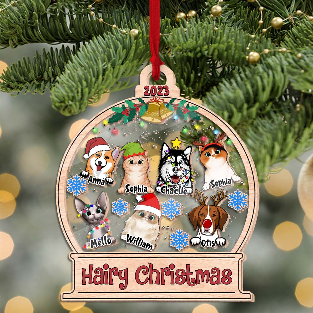 Blisscorners Personalized Ornament - Hairy Christmas - Pet Christmas - Custom Shaker Ornament2D Flat LM2111