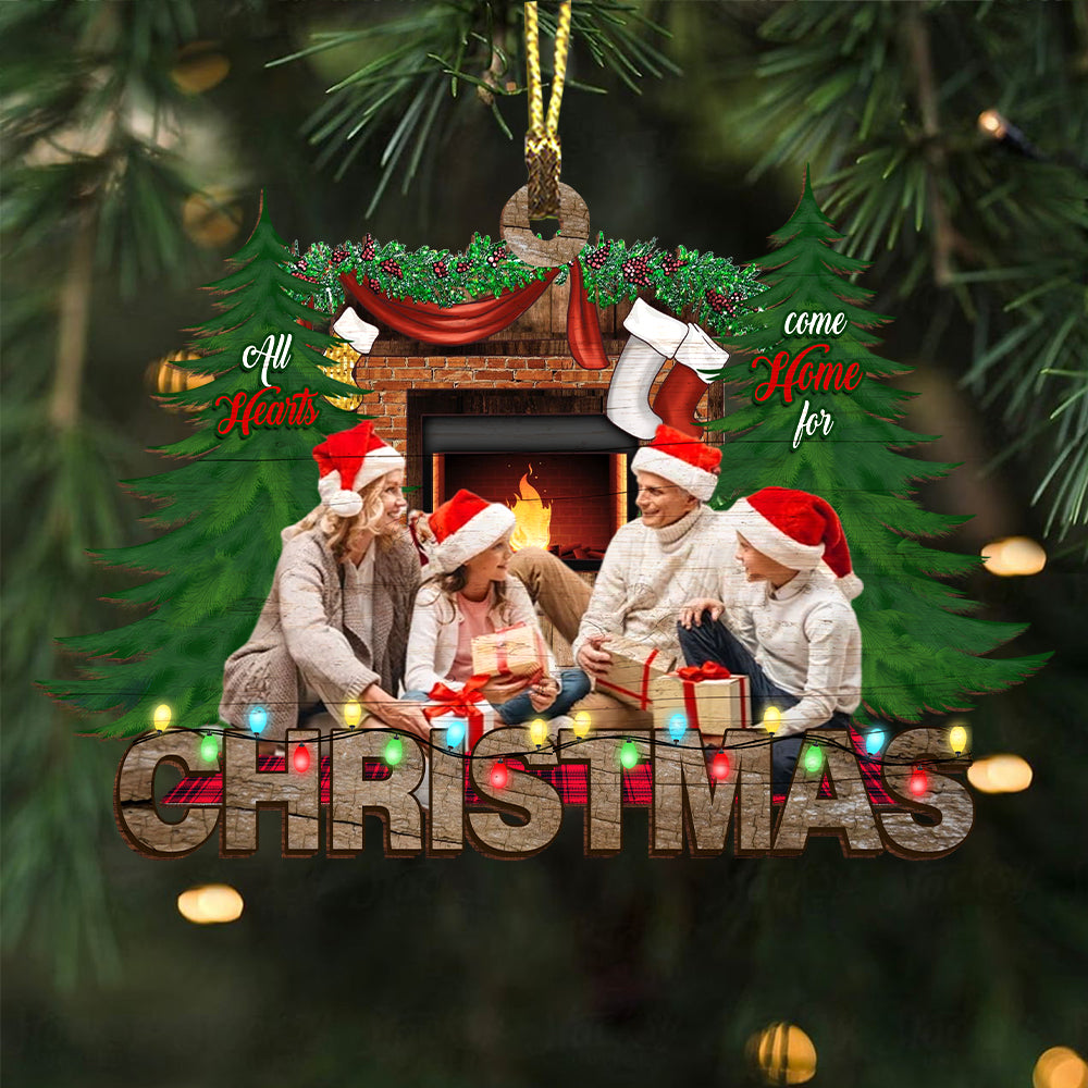 Blisscorners Christmas Family, Custom Photo - Personalized Custom Wooden Ornament - Gift For Family2D Flat LM2111