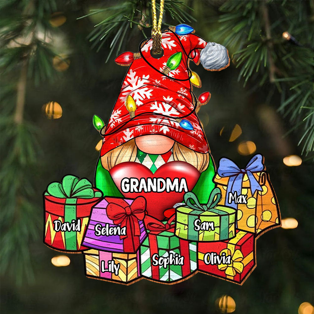 Blisscorners Merry Christmas With Kids - Custom Name - Personalized Custom Shaped Wooden Ornament, Christmas Gift2D Flat LM2111