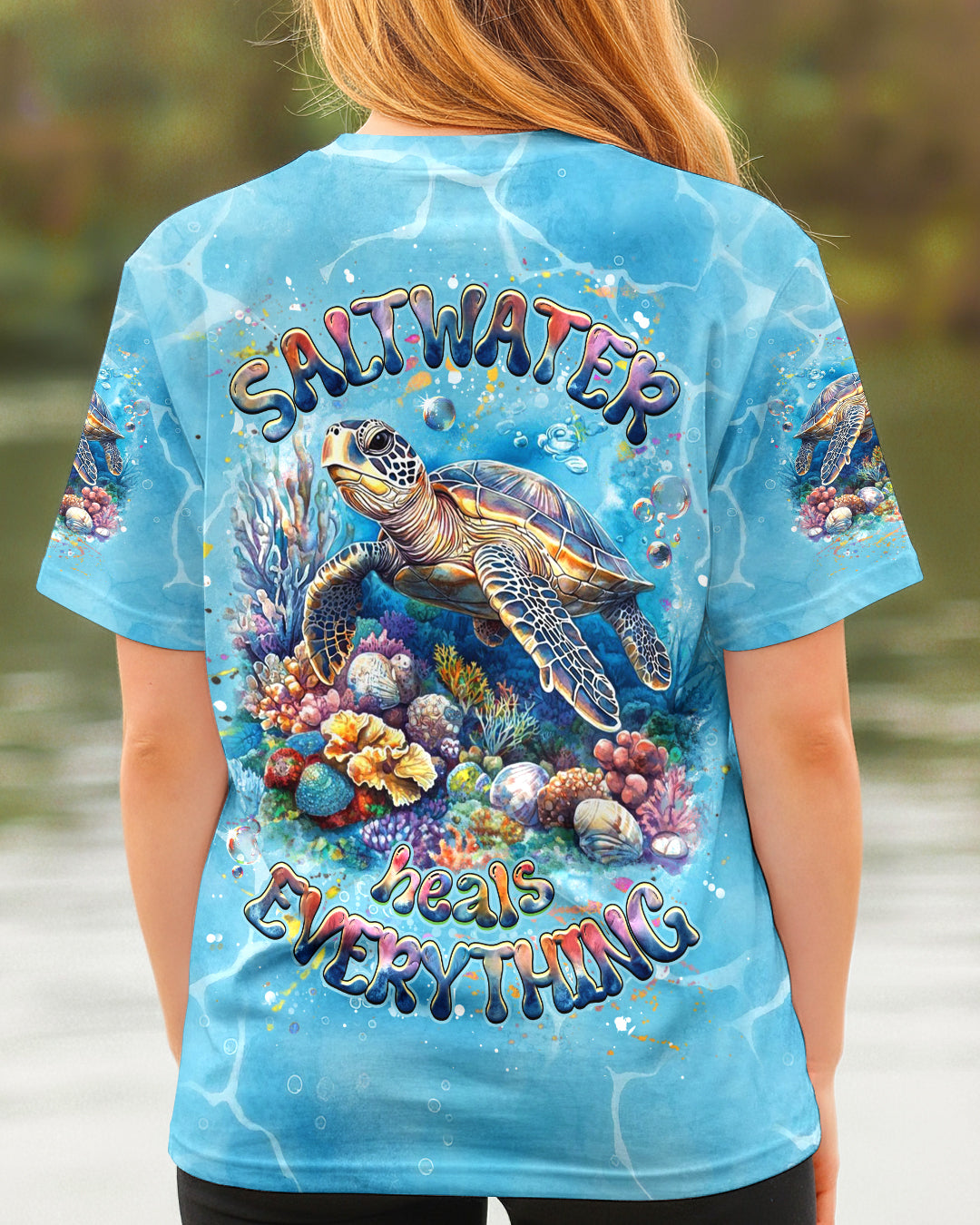 BLISSCORNERS SALTWATER HEALS EVERYTHING TURTLE ALL OVER PRINT