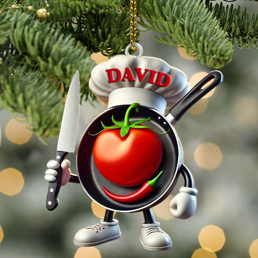 Blisscorners Custom Name Chef Ornament, Chef Christmas Gift2D Flat LM2211