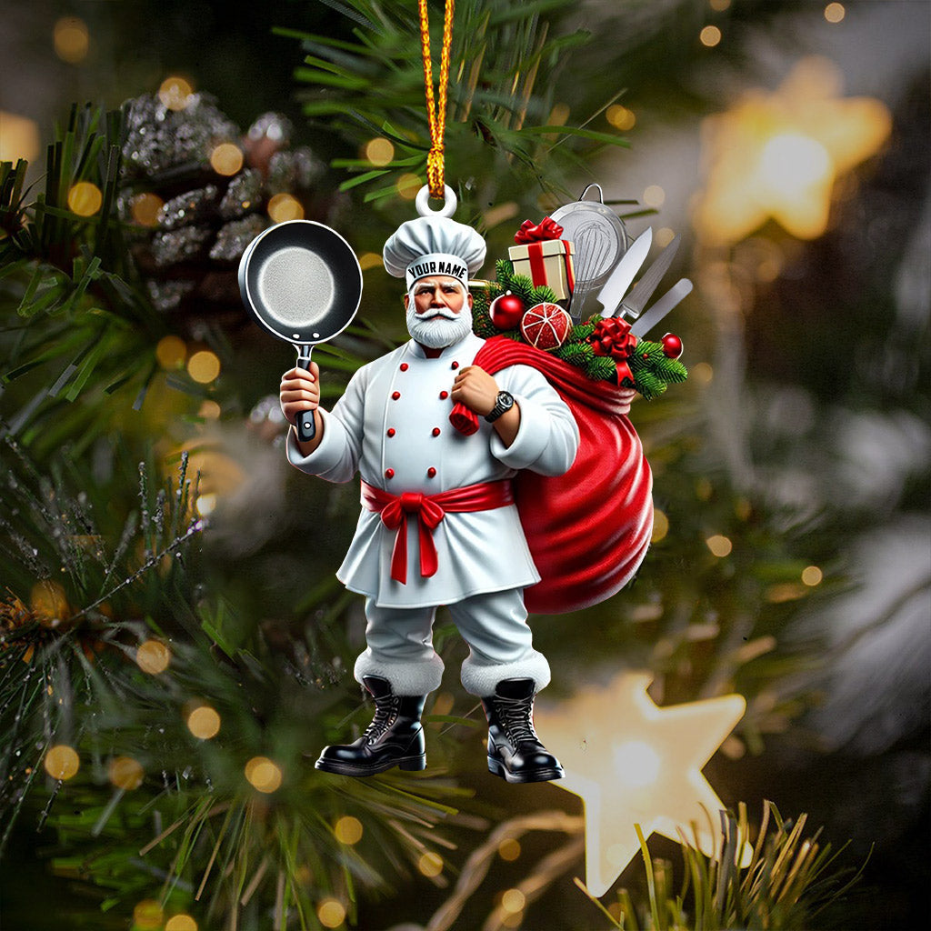 Blisscorners The Chef Santa Coming Christmas Ornament, Personalized Ornament2D Flat LM2211