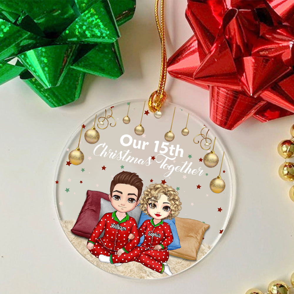 Blisscorners Our Christmas Together - Custom Appearances And Names, Personalized Acrylic Ornament - Gift For Christmas, Family Gift2D Flat LM2111