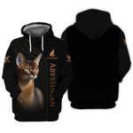 Blisscorners 3D Full Print Abyssinian Cat T-Shirts Personalized Name Gift For Cat Lovers