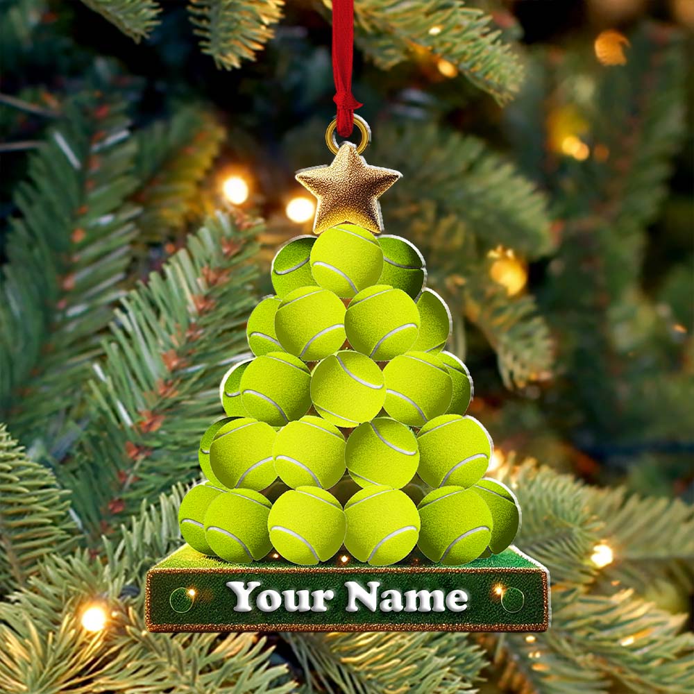 Blisscorners Tennis Ball Tree Christmas Ornament, Personalized Ornament42D Flat LM2211
