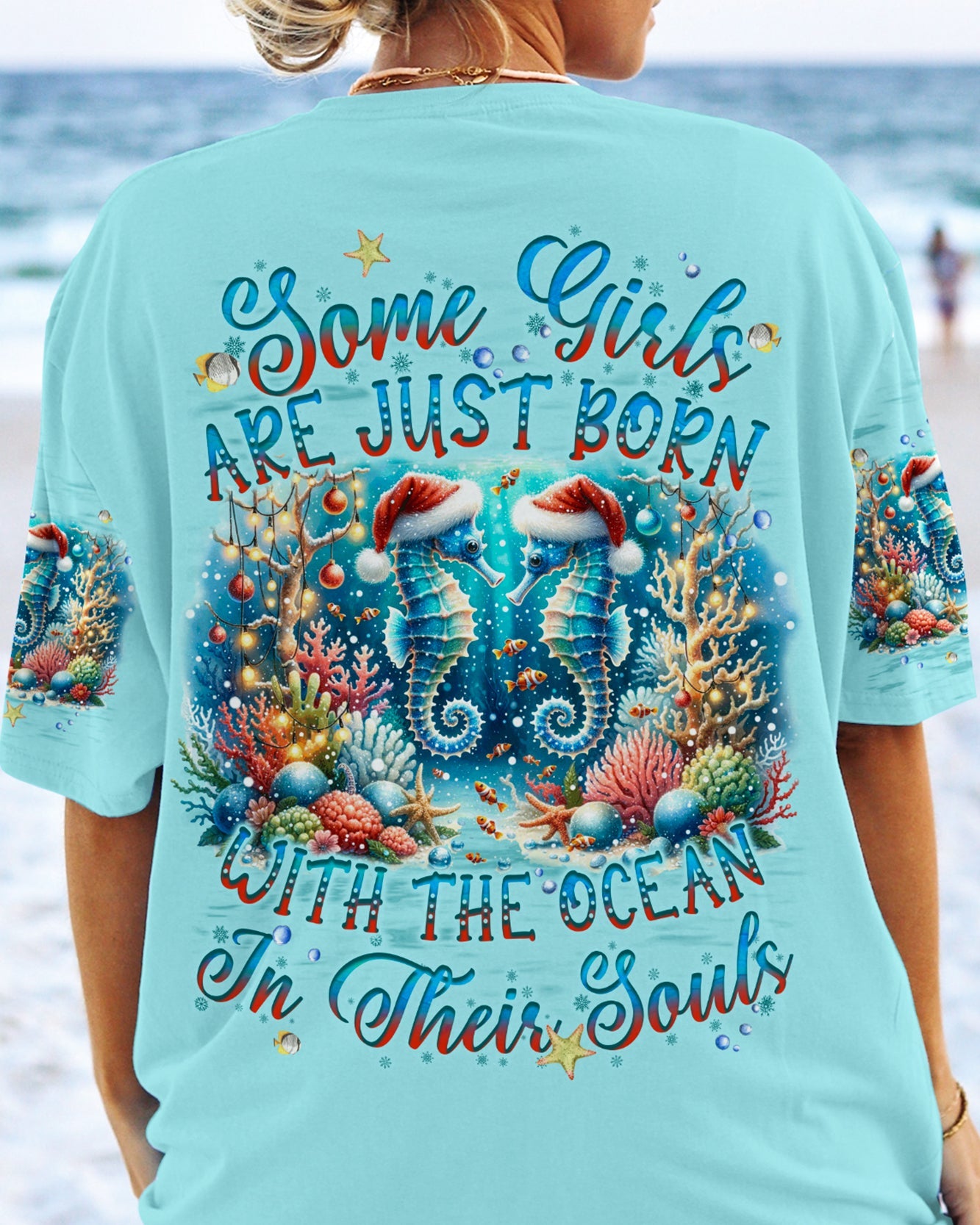 BLISSCORNERS SOME GIRLS ARE JUST BORN SEAHORSE CHRISTMAS ALL OVER PRINT