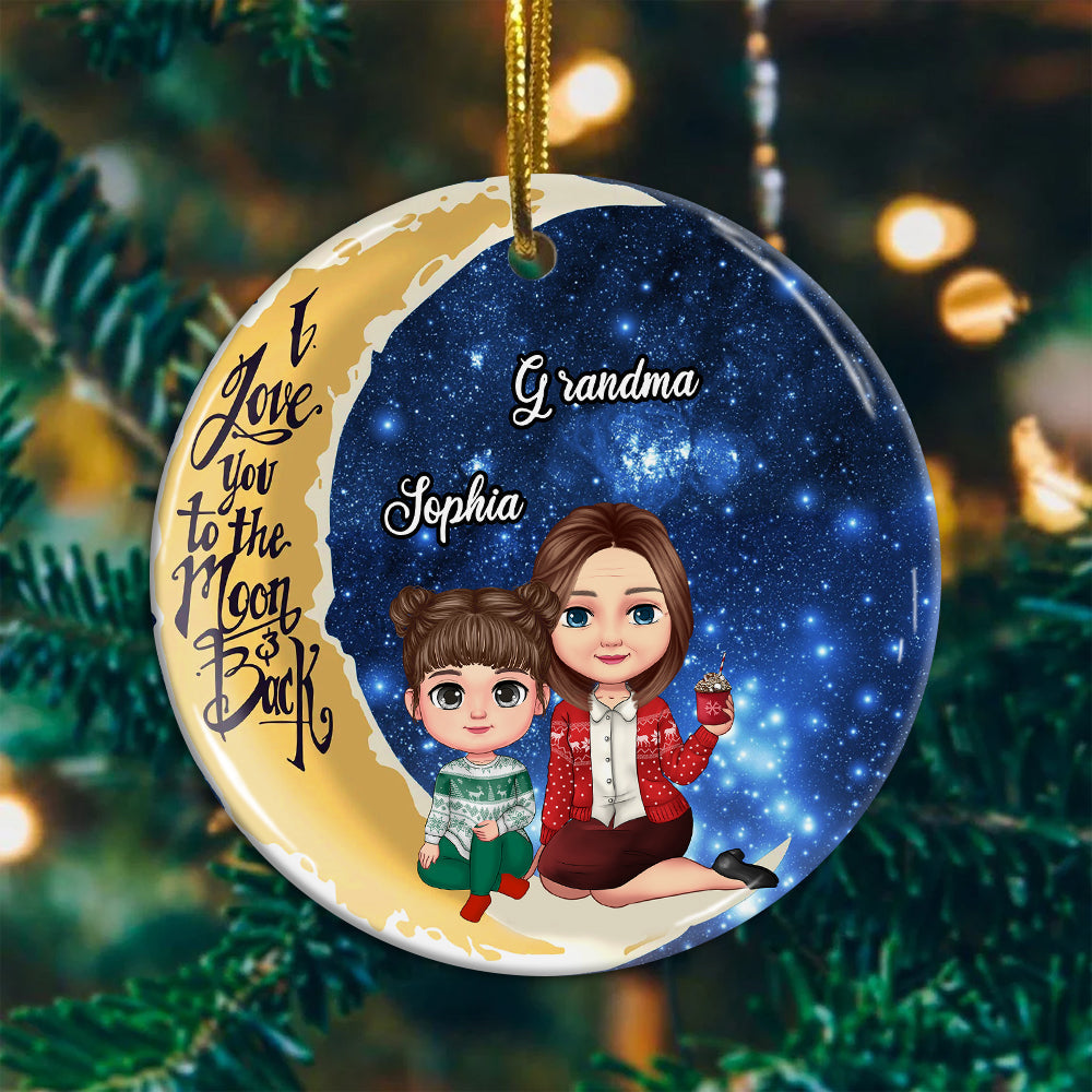 Blisscorners Personalized Ceramic Ornament - Personalized Christmas Keepsake - Kid & Grandma's Love Eternalized, Family Gift2D Flat LM2111