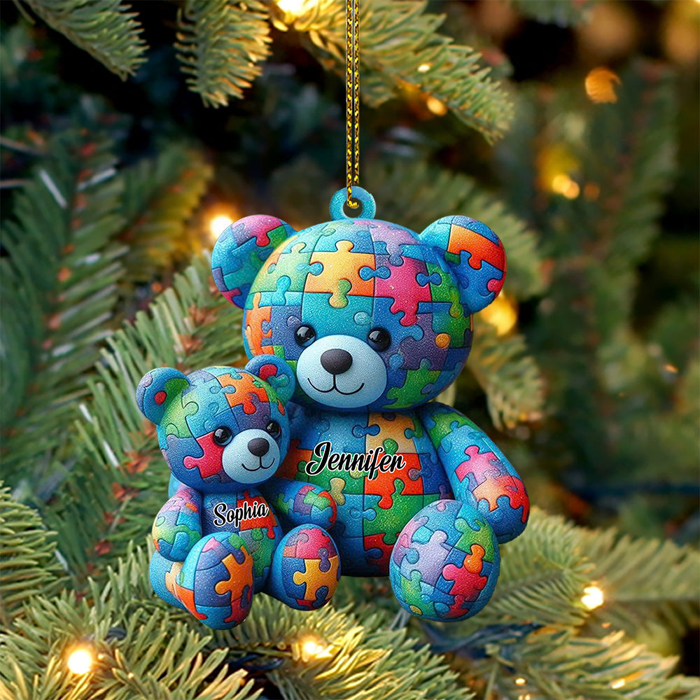 Blisscorners Autisum Bear Ornament, Personalized Ornament2D Flat LM2211