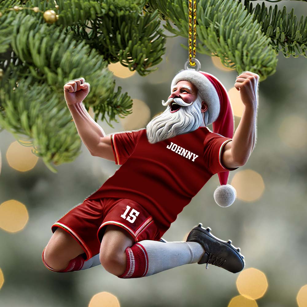 Blisscorners Custom Name and Number Soccer Santa Ornament, Soccer Christmas Gift2D Flat LM2211