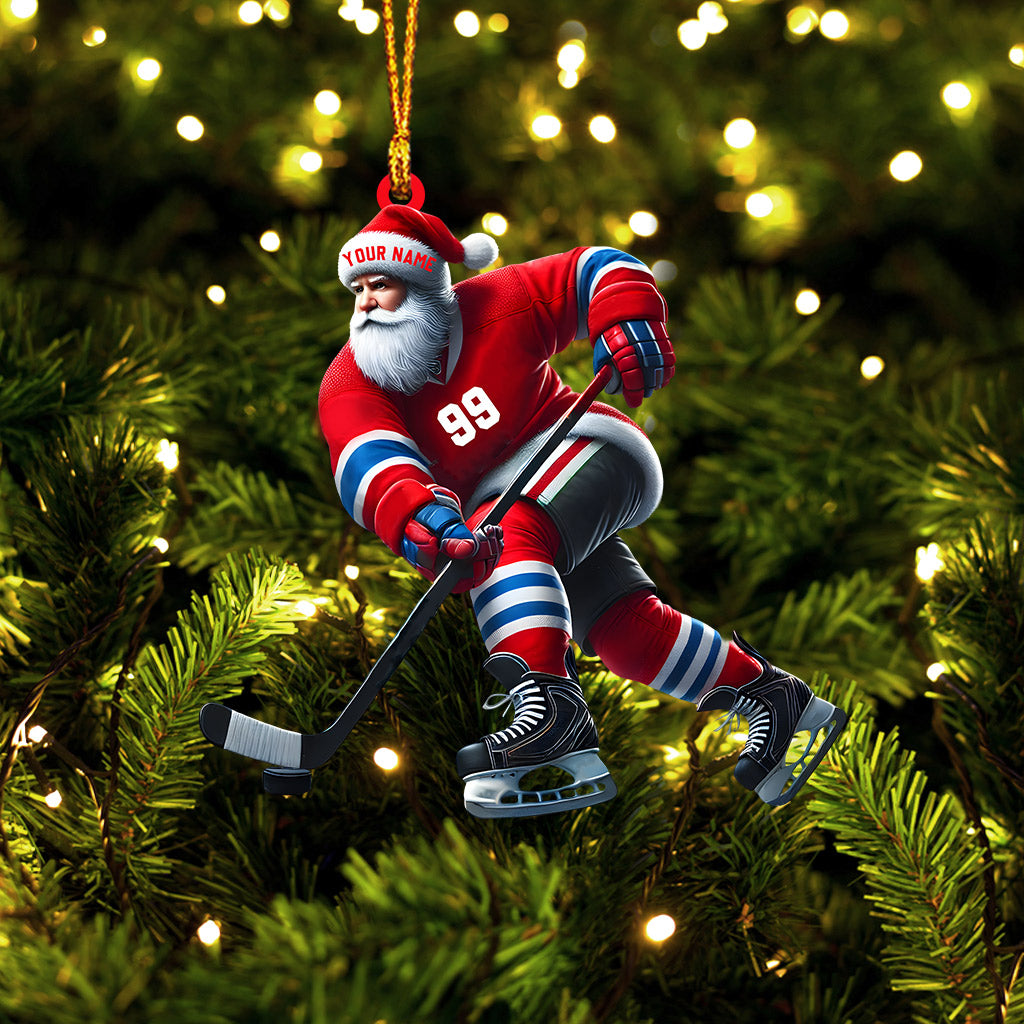 Blisscorners Santa Hockey Christmas Ornament, Personalized Ornament2D Flat LM2211