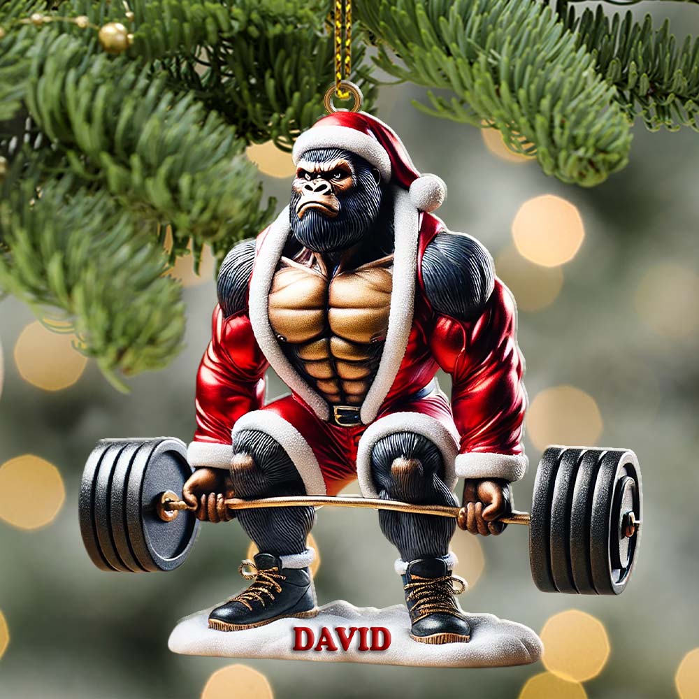 Blisscorners King Kong Weight Lifting Christmas Ornament, Personalized Ornament2D Flat LM2211