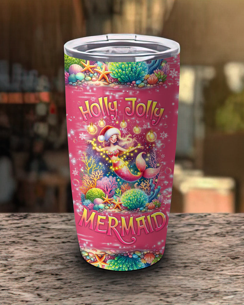 BLISSCORNERS HOLLY JOLLY MERMAID CHRISTMAS TUMBLER