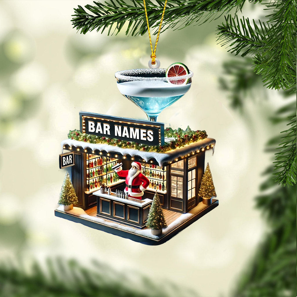 Blisscorners Santa Bar Home Decor Christmas Ornament, Personalized Ornament2D Flat LM2211