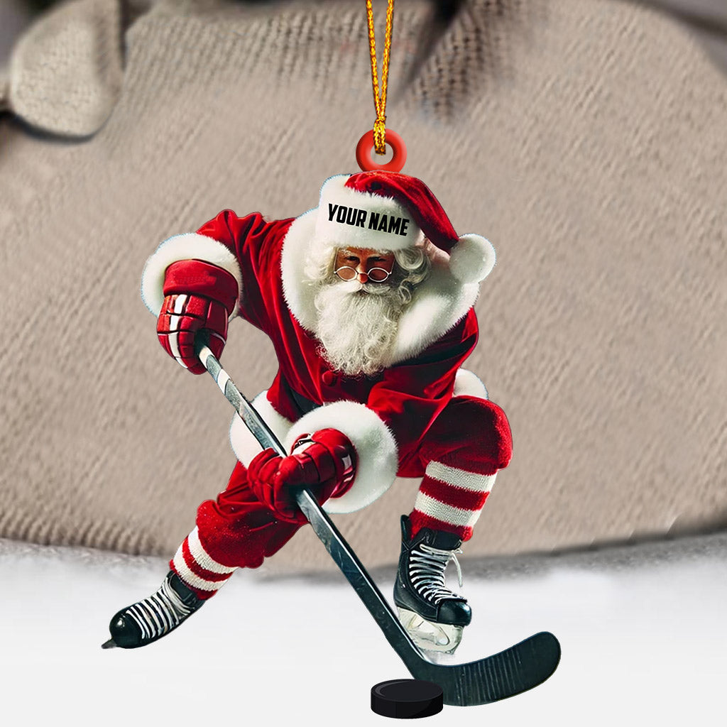 Blisscorners Hockey Santa Pose Christmas Ornament, Personalized Ornament2D Flat LM2211