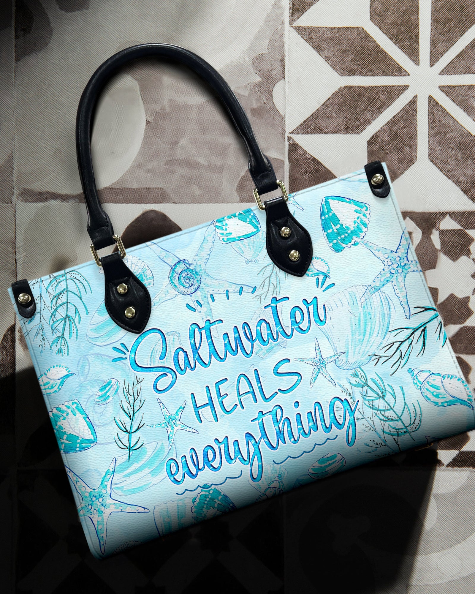 BLISSCORNERS SALTWATER HEALS EVERYTHING LEATHER HANDBAG