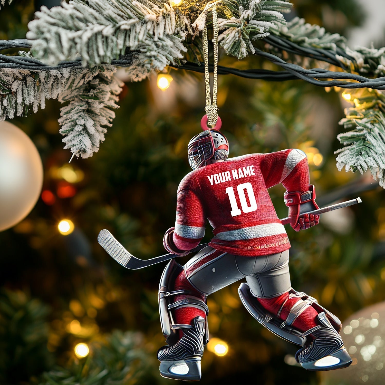 Blisscorners Hockey Player Christmas Ornament, Personalized Ornament2D Flat LM2211