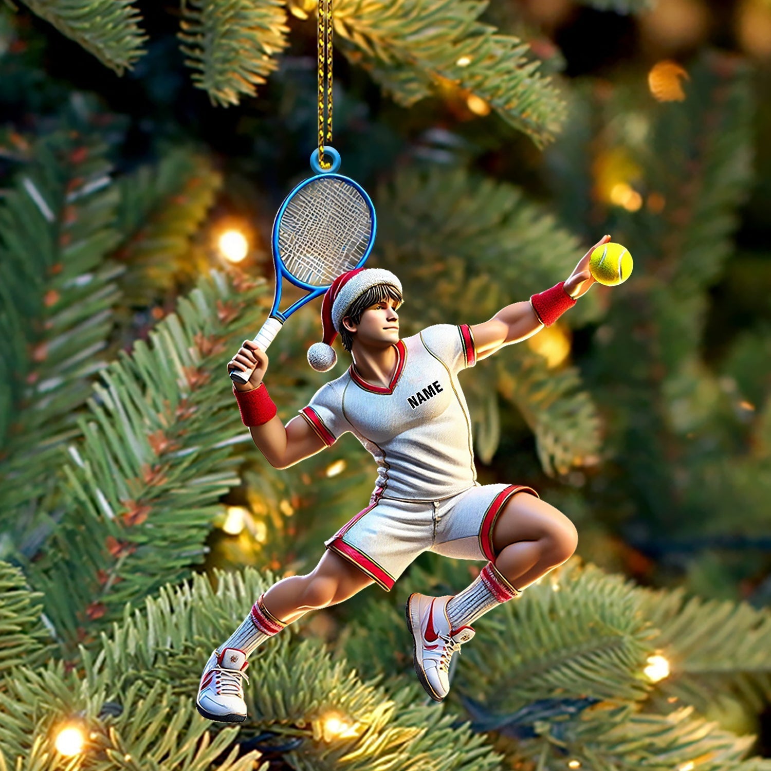 Blisscorners Tennis Player Christmas Ornament, Personalized Ornament2D Flat LM2211