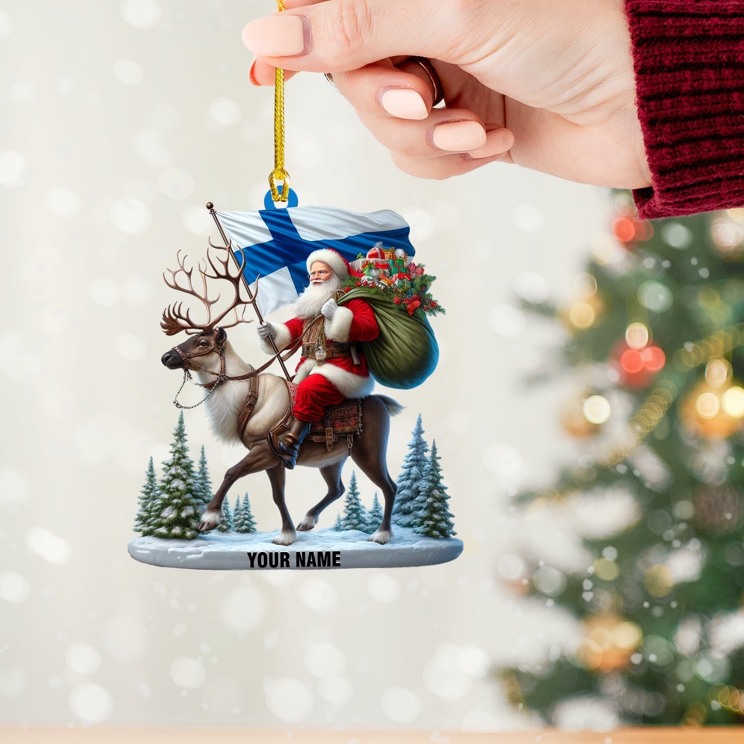 Blisscorners Santa Riding A Reindeer Home Decor Christmas Ornament, Personalized Ornament2D Flat LM2211