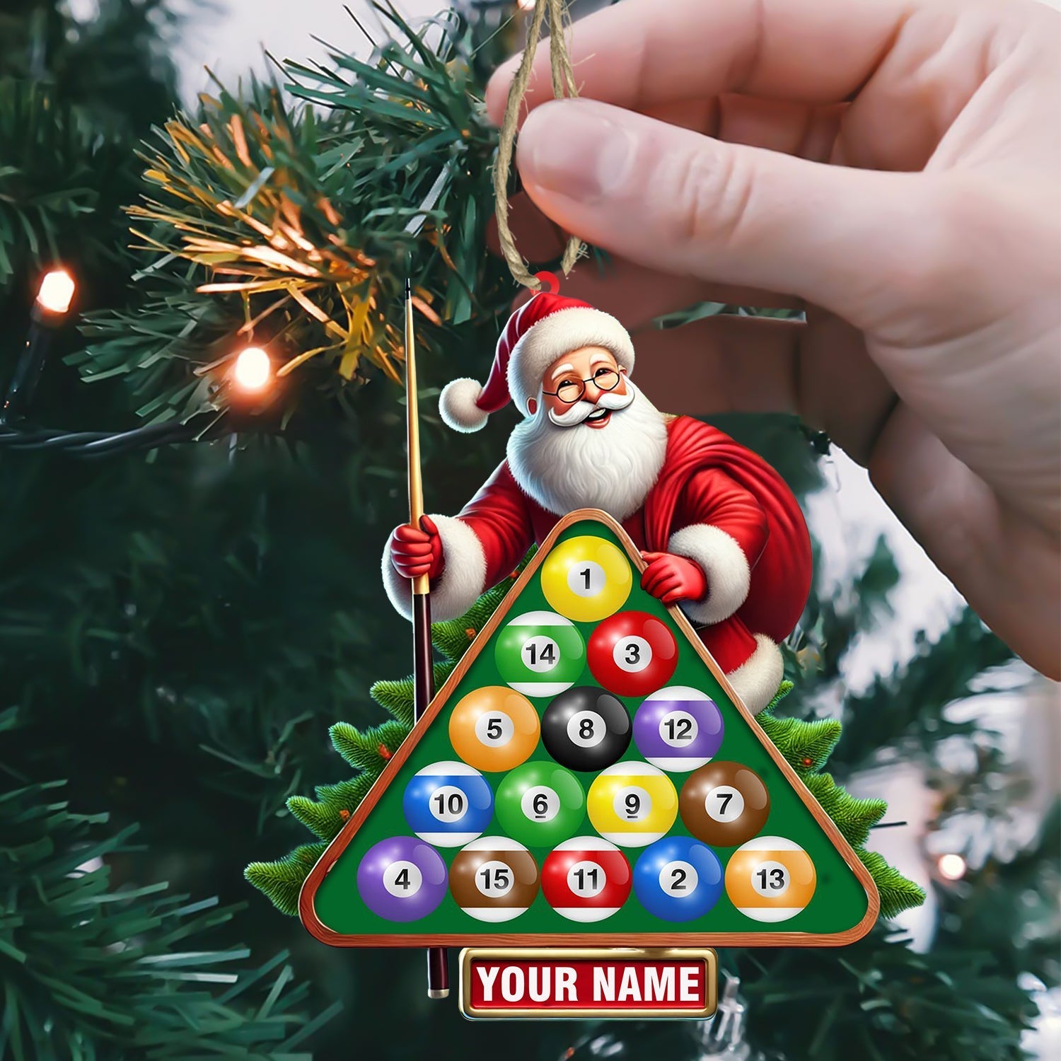 Blisscorners Billiard Santa Christmas Ornament, Personalized Ornament2D Flat LM2211