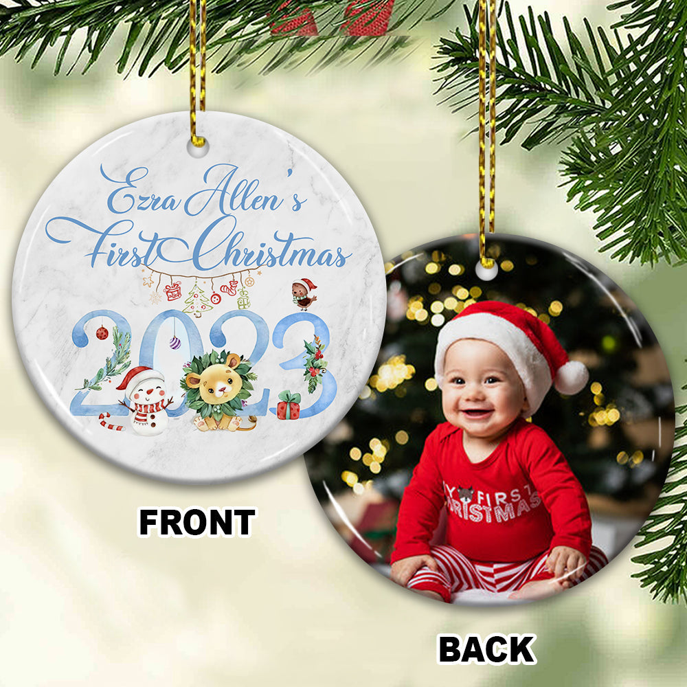 Blisscorners Baby First Christmas - Custom Photo And Name- Personalized 2 Sides Ceramic Ornament - Gift For Family, Christmas Gift2D Flat LM2111