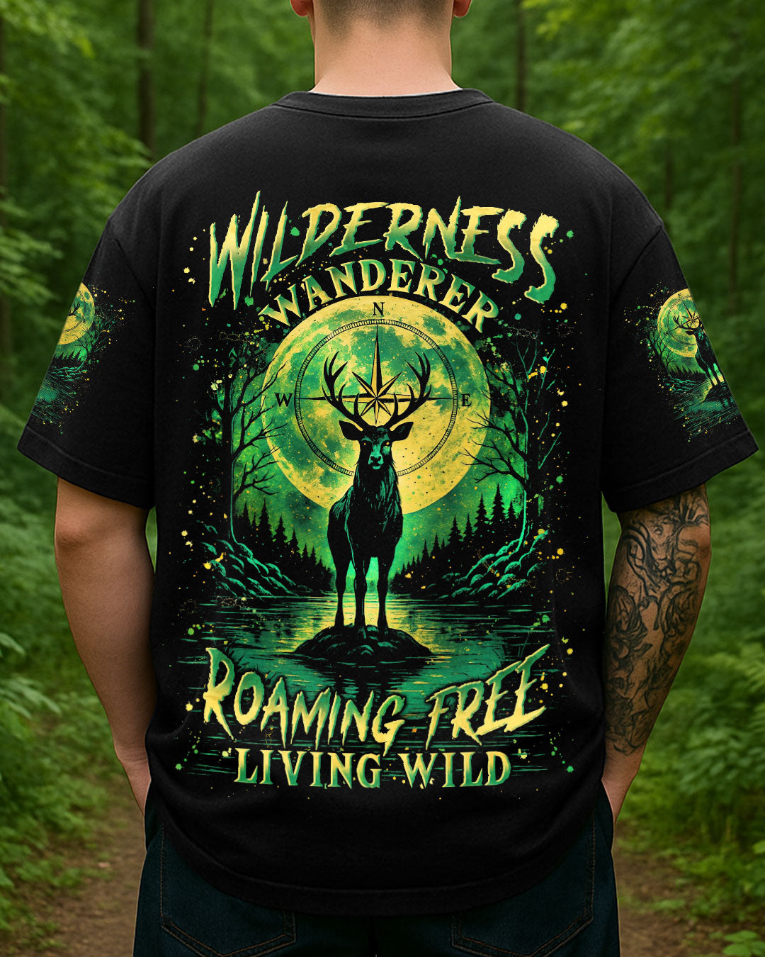 BLISSCORNERS WILDERNESS WANDERER ROAMING FREE LIVING WILD DEER ALL OVER PRINT
