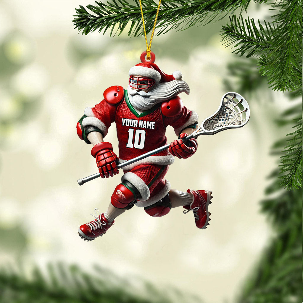 Blisscorners Santa Lacrosse Christmas Ornament, Personalized Ornament2D Flat LM2211