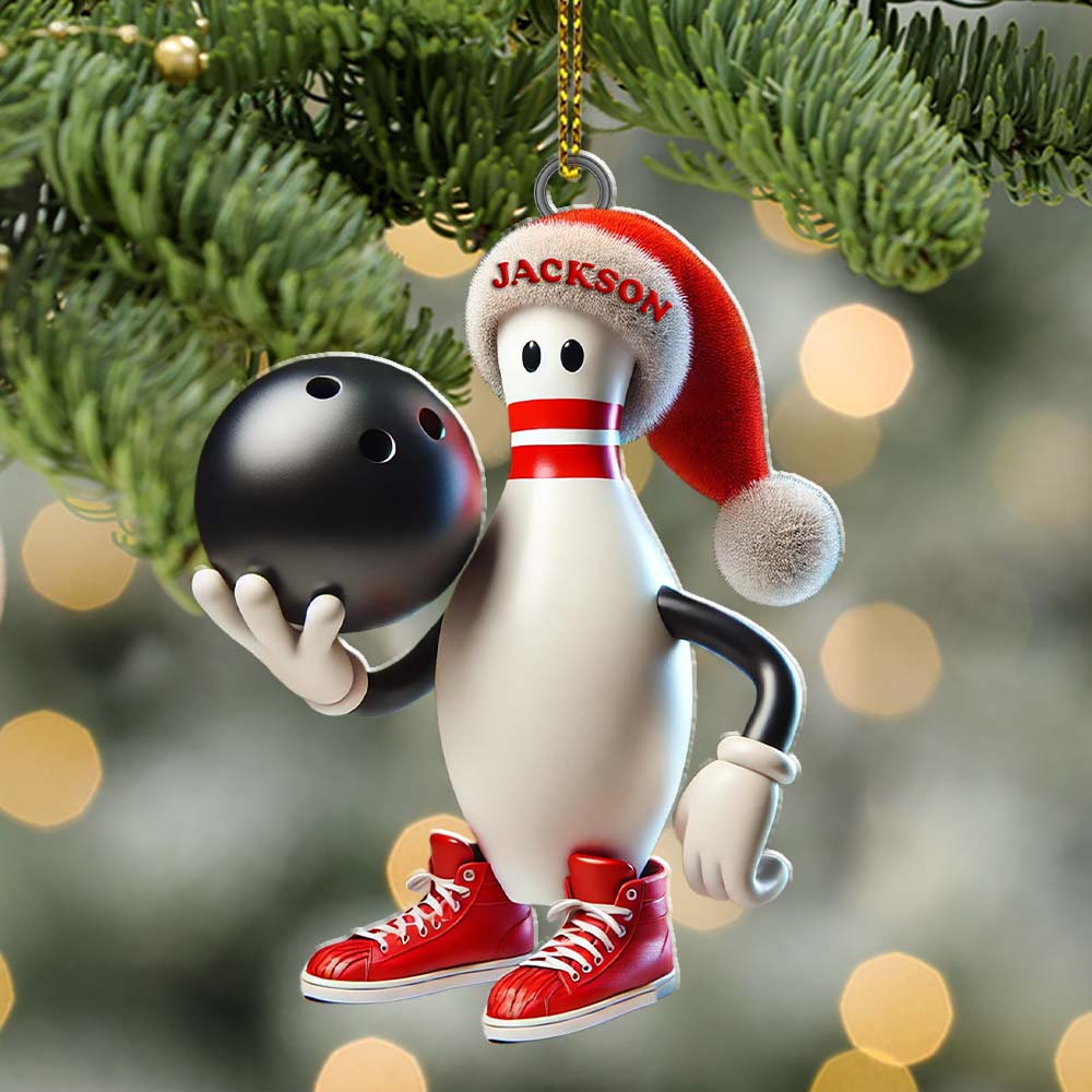 Blisscorners Custom Name Bowling Christmas Ornament, Bowling Lover Christmas Gift2D Flat LM2211