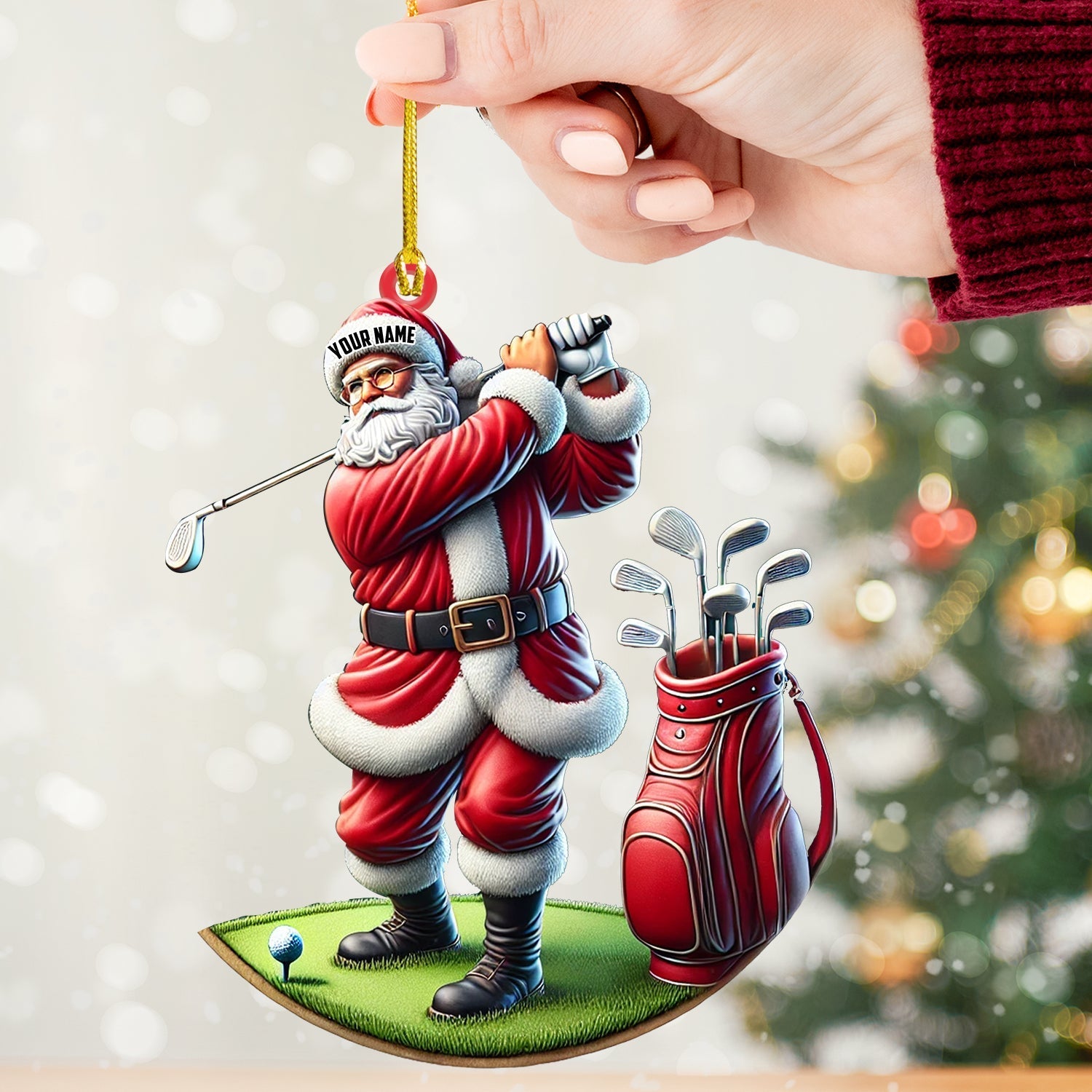 Blisscorners Santa Golf Christmas Ornament, Personalized Ornament2D Flat LM2211