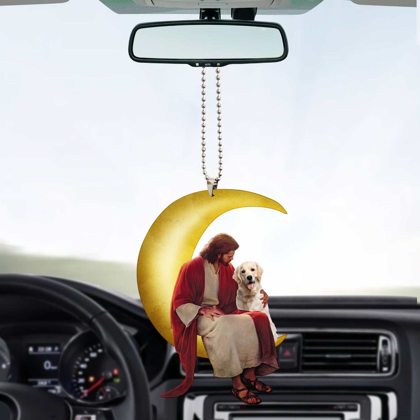 Blisscorners Jesus Car Ornament, Custom Photo And Name, Personalized Acrylic Ornament2D Flat LM2111