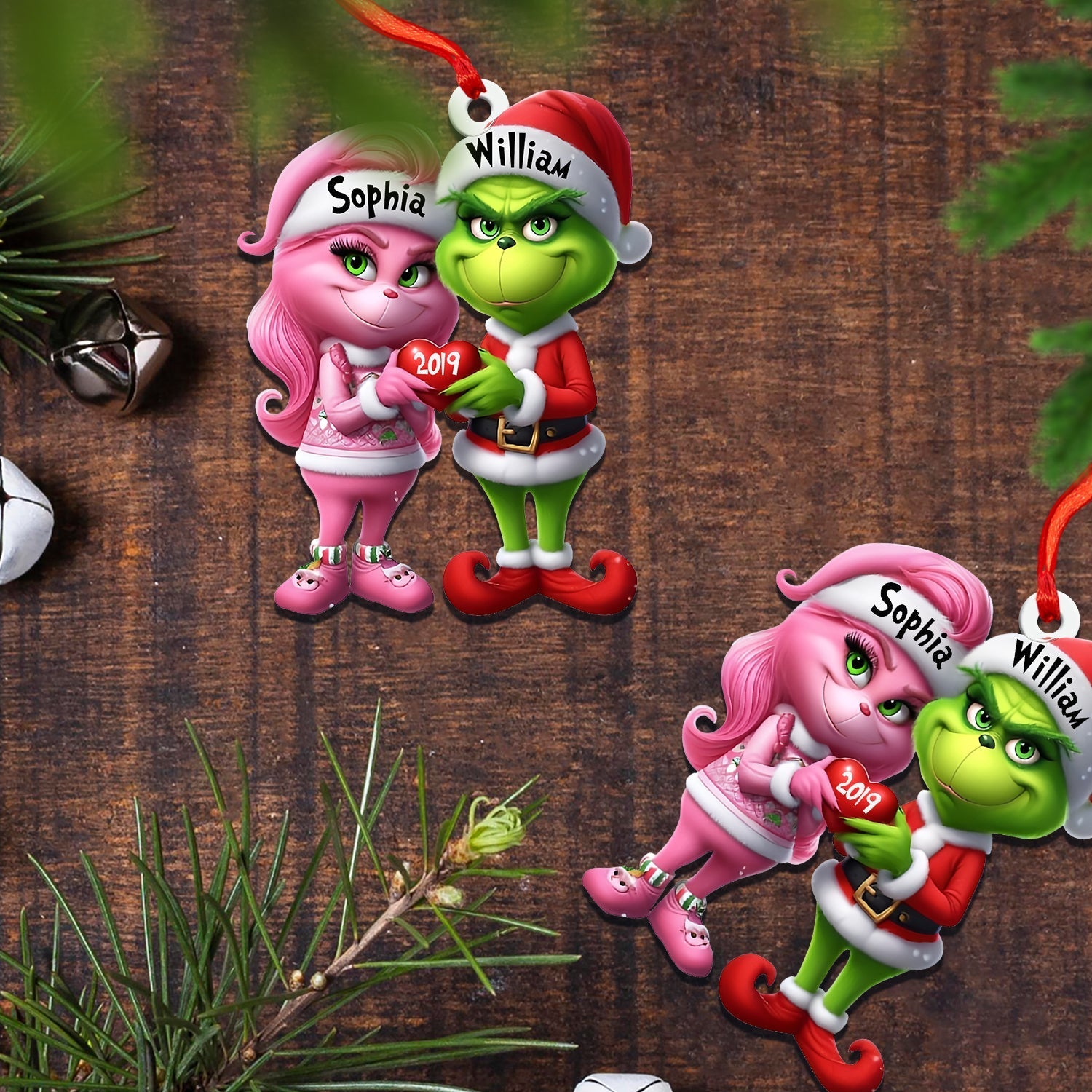 Blisscorners ELF Couple Christmas Ornament, Personalized Ornament2D Flat LM2211
