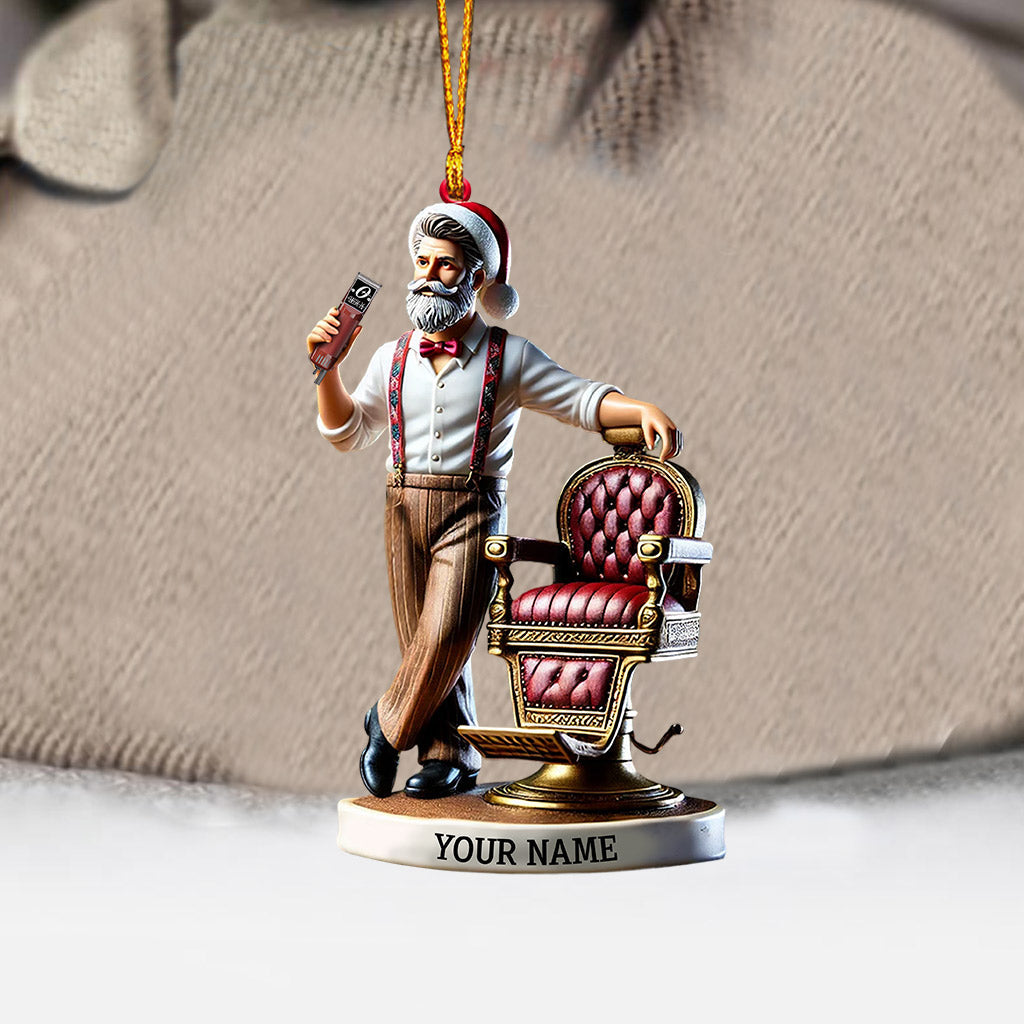 Blisscorners Santa Barber Christmas Ornament, Personalized Ornament2D Flat LM2211