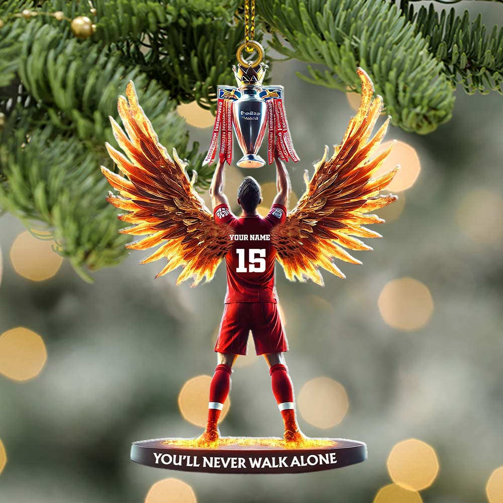 Blisscorners Custom Name and Number Football Champion Memorial Ornament, Christmas Gift2D Flat LM2111