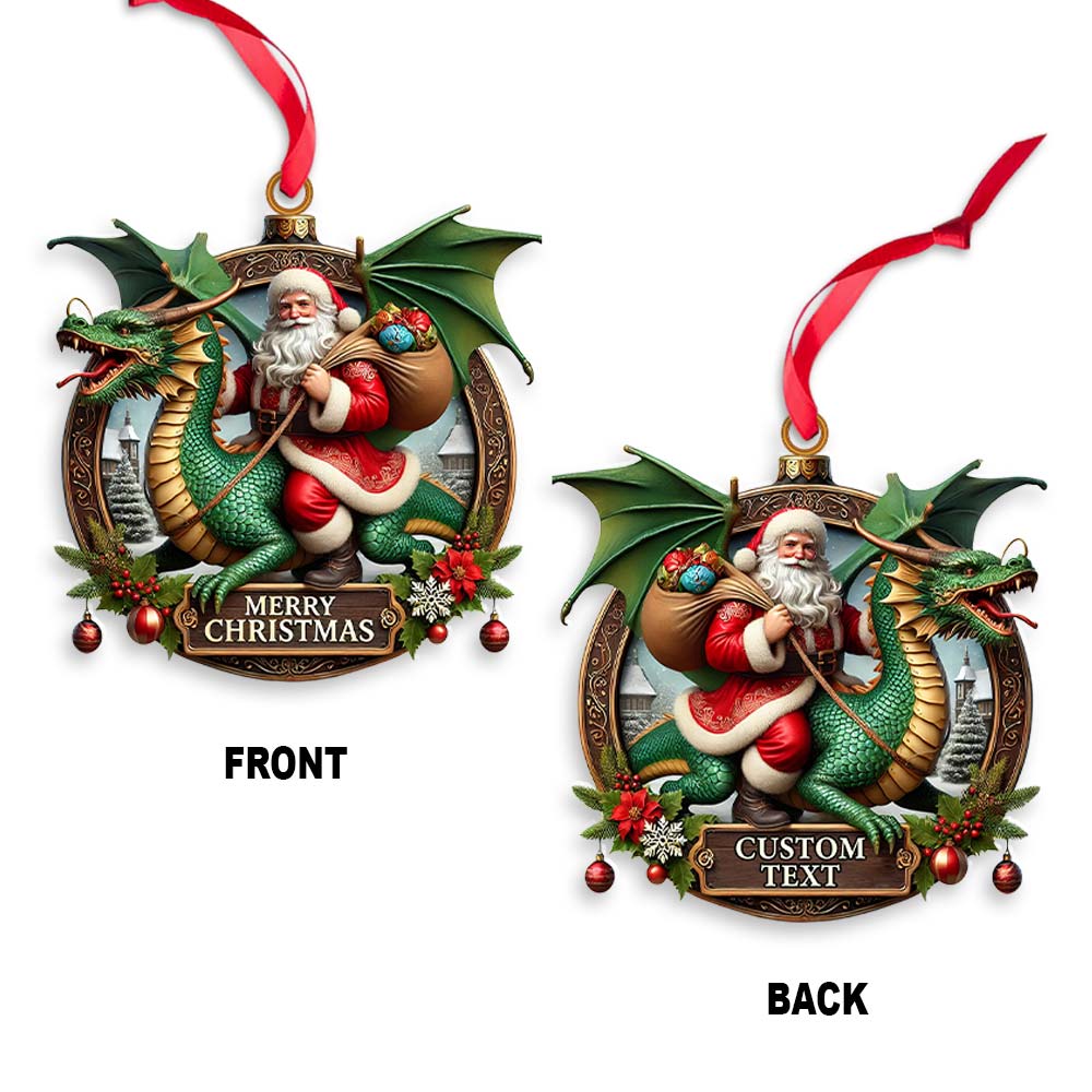 Blisscorners Custom Name Dragon Santa Ornament, Christmas Gift for Dragon Lover2D Flat LM2111