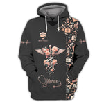 Blisscorners Personalized Nurse Shirt, Floral Caduceus with Angelic Wings Design