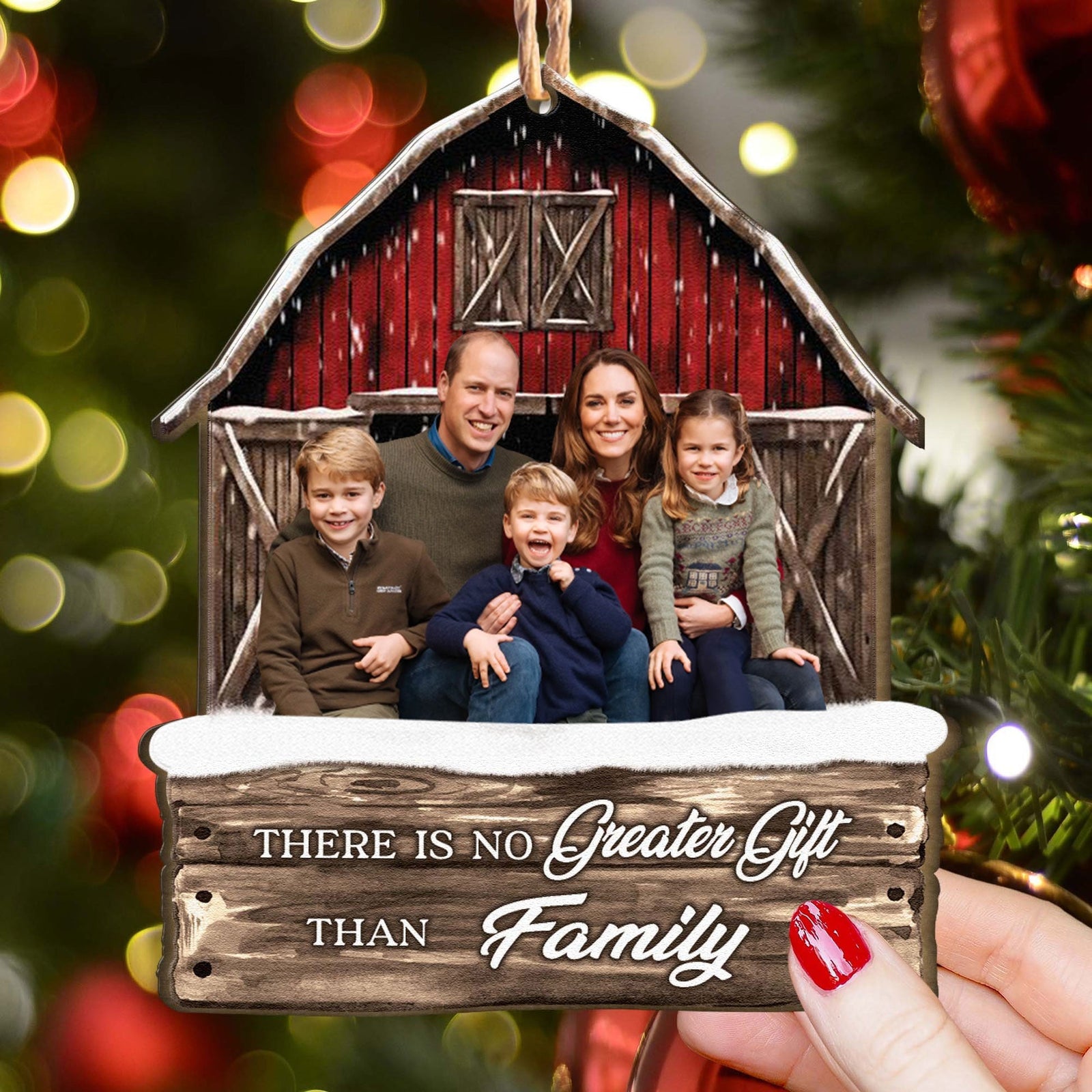 Blisscorners Christmas Gift, Custom Photo And Quote - Personalized Custom Shaped Wooden Ornament - Gift For Family2D Flat LM2111