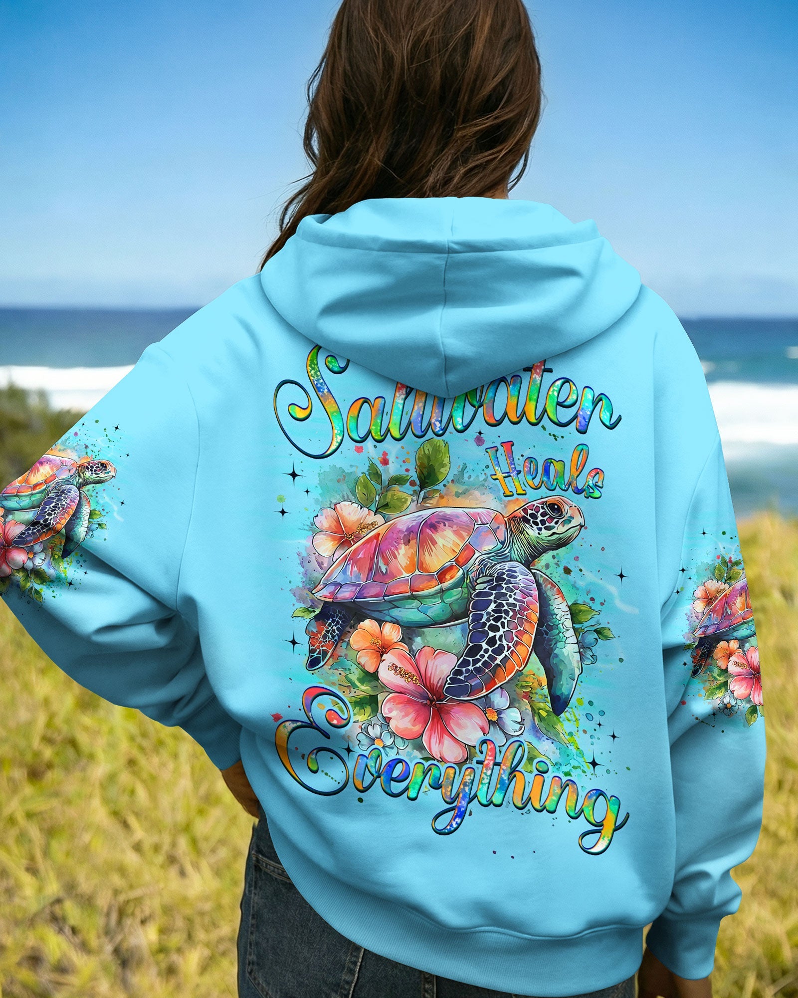 BLISSCORNERS SALTWATER HEALS EVERYTHING TURTLE ALL OVER PRINT