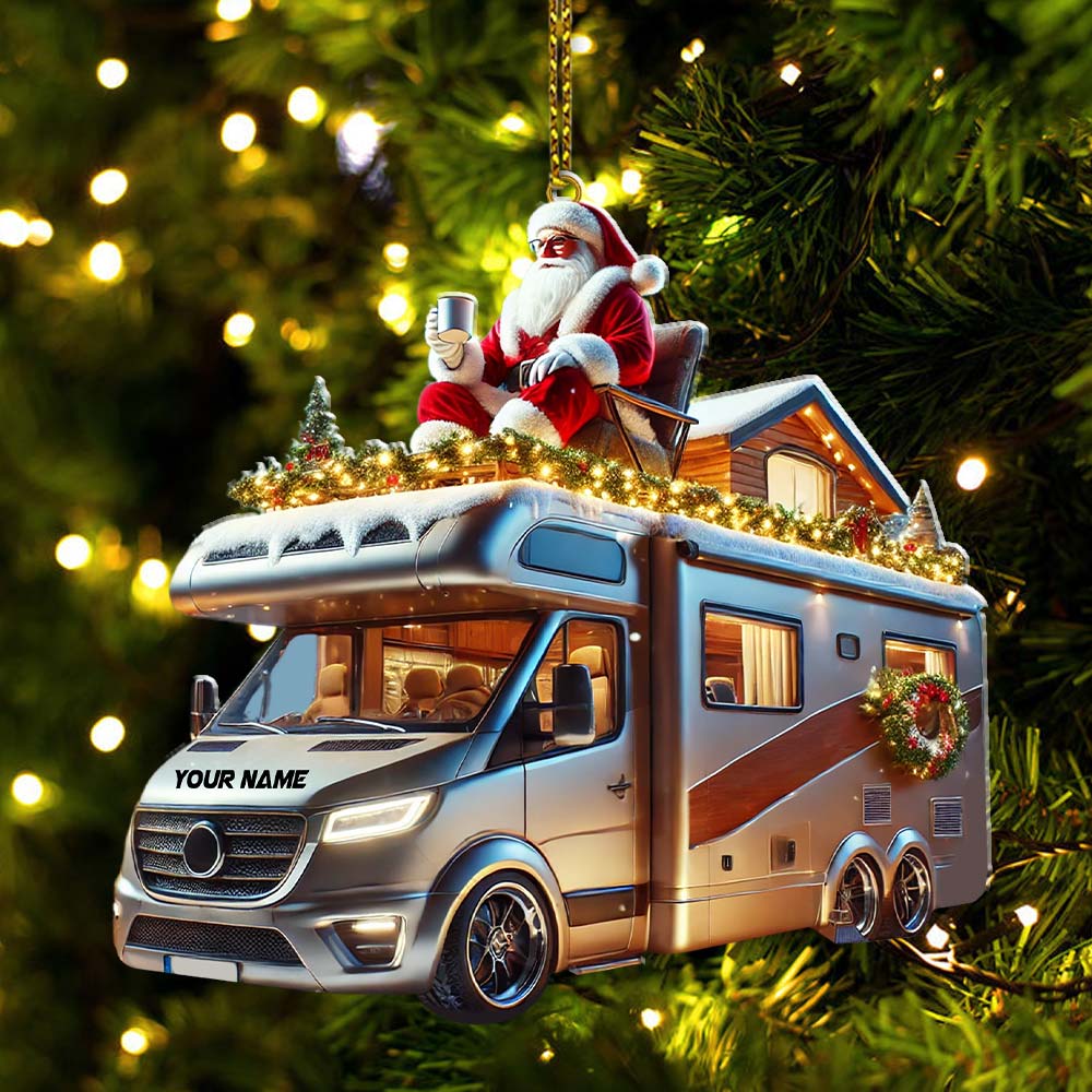 Blisscorners Custom Name Santa Truck Ornament, Santa Christmas Gift2D Flat LM2111
