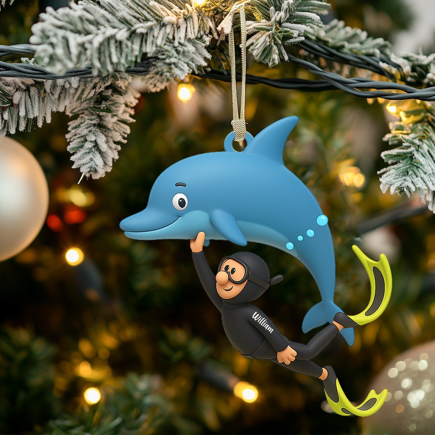 Blisscorners Dolphin Trainer Home Decor, Christmas Ornament, Personalized Ornaments2D Flat LM2111
