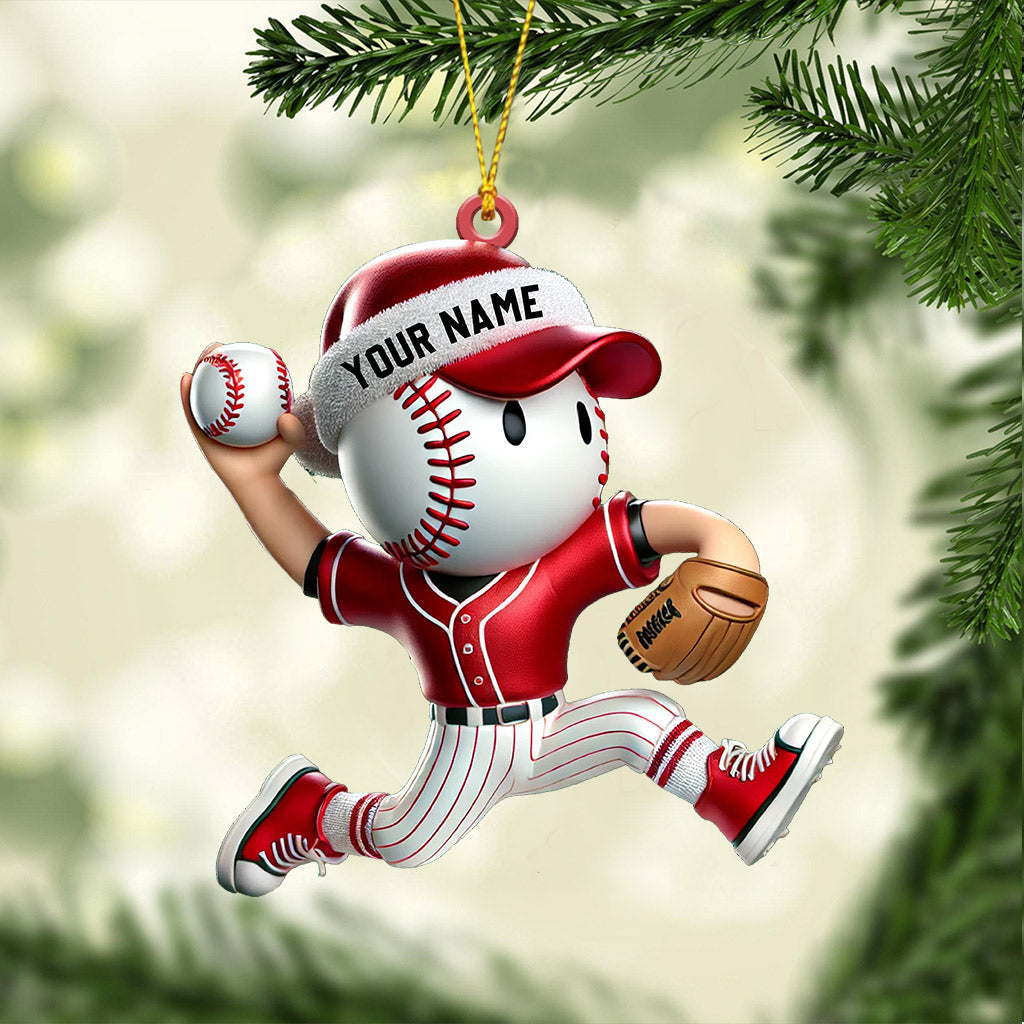 Blisscorners Baseball Player Christmas Ornament, Personalized Ornament2D Flat LM2211
