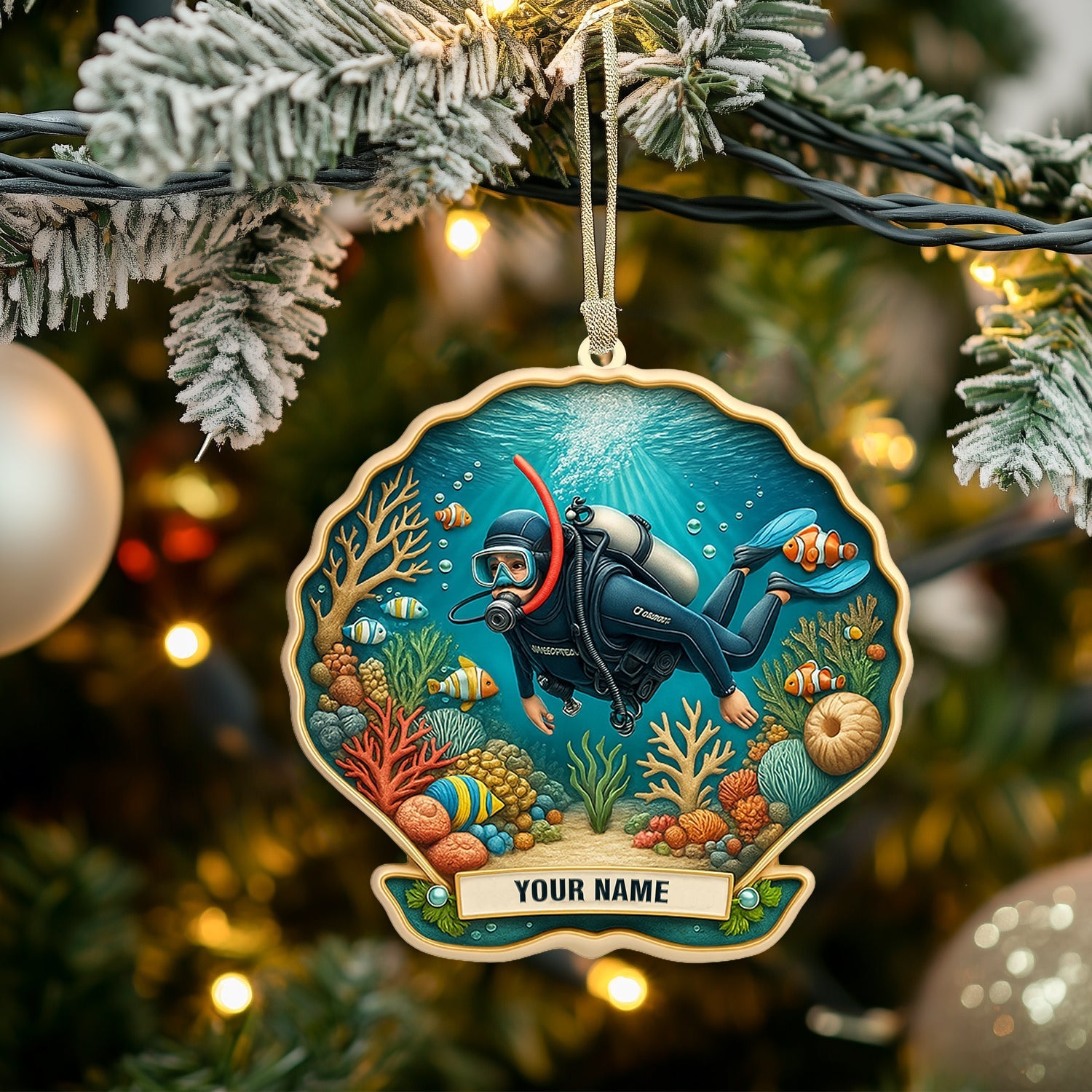Blisscorners Diving Home Decor, Christmas Ornament, Personalized Ornament 82D Flat LM2111